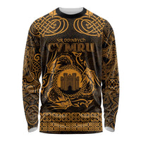 Personalized Denbighshire Sir Ddinbych Long Sleeve Shirt Gold Gatehouse Denbigh Castle Celtic-inspired - Wonder Print Shop