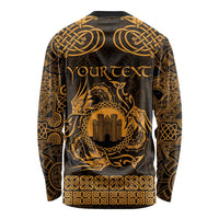 Personalized Denbighshire Sir Ddinbych Long Sleeve Shirt Gold Gatehouse Denbigh Castle Celtic-inspired - Wonder Print Shop