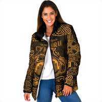 Personalized Denbighshire Sir Ddinbych Padded Jacket Gold Gatehouse Denbigh Castle Celtic-inspired - Wonder Print Shop