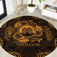 Personalized Denbighshire Sir Ddinbych Round Carpet Gold Gatehouse Denbigh Castle Celtic-inspired - Wonder Print Shop