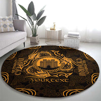 Personalized Denbighshire Sir Ddinbych Round Carpet Gold Gatehouse Denbigh Castle Celtic-inspired - Wonder Print Shop