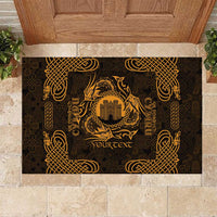 Personalized Denbighshire Sir Ddinbych Rubber Doormat Gold Gatehouse Denbigh Castle Celtic-inspired - Wonder Print Shop