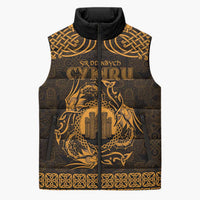 Personalized Denbighshire Sir Ddinbych Sleeveless Puffer Jacket Gold Gatehouse Denbigh Castle Celtic-inspired - Wonder Print Shop