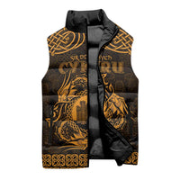 Personalized Denbighshire Sir Ddinbych Sleeveless Puffer Jacket Gold Gatehouse Denbigh Castle Celtic-inspired - Wonder Print Shop