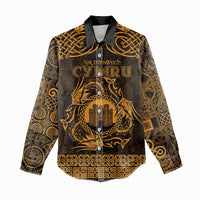 Personalized Denbighshire Sir Ddinbych Women Casual Shirt Gold Gatehouse Denbigh Castle Celtic-inspired - Wonder Print Shop