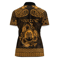 Personalized Denbighshire Sir Ddinbych Women Polo Shirt Gold Gatehouse Denbigh Castle Celtic-inspired - Wonder Print Shop