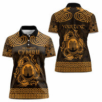 Personalized Denbighshire Sir Ddinbych Women Polo Shirt Gold Gatehouse Denbigh Castle Celtic-inspired - Wonder Print Shop