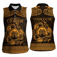 Personalized Denbighshire Sir Ddinbych Women Sleeveless Polo Shirt Gold Gatehouse Denbigh Castle Celtic-inspired - Wonder Print Shop
