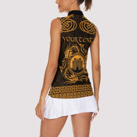 Personalized Denbighshire Sir Ddinbych Women Sleeveless Polo Shirt Gold Gatehouse Denbigh Castle Celtic-inspired - Wonder Print Shop