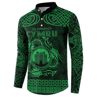Personalized Denbighshire Sir Ddinbych Button Sweatshirt Green Gatehouse Denbigh Castle Celtic-inspired - Wonder Print Shop