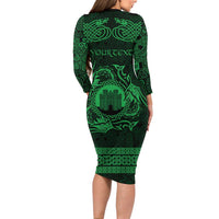Personalized Denbighshire Sir Ddinbych Family Matching Long Sleeve Bodycon Dress and Hawaiian Shirt Green Gatehouse Denbigh Castle Celtic-inspired - Wonder Print Shop