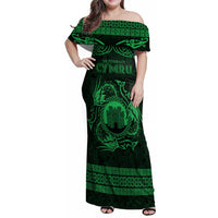 Personalized Denbighshire Sir Ddinbych Family Matching Off Shoulder Maxi Dress and Hawaiian Shirt Green Gatehouse Denbigh Castle Celtic-inspired - Wonder Print Shop