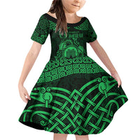 Personalized Denbighshire Sir Ddinbych Family Matching Off Shoulder Short Dress and Hawaiian Shirt Green Gatehouse Denbigh Castle Celtic-inspired - Wonder Print Shop