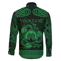 Personalized Denbighshire Sir Ddinbych Family Matching Short Sleeve Bodycon Dress and Hawaiian Shirt Green Gatehouse Denbigh Castle Celtic-inspired - Wonder Print Shop