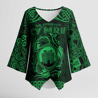 Personalized Denbighshire Sir Ddinbych Kimono Sleeve Blouse Green Gatehouse Denbigh Castle Celtic-inspired - Wonder Print Shop