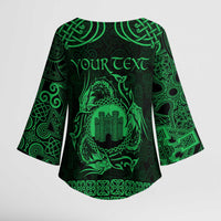 Personalized Denbighshire Sir Ddinbych Kimono Sleeve Blouse Green Gatehouse Denbigh Castle Celtic-inspired - Wonder Print Shop