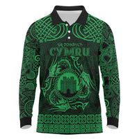 Personalized Denbighshire Sir Ddinbych Long Sleeve Polo Shirt Green Gatehouse Denbigh Castle Celtic-inspired - Wonder Print Shop