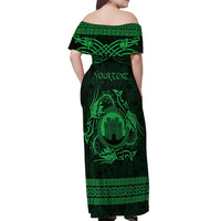 Personalized Denbighshire Sir Ddinbych Off Shoulder Maxi Dress Green Gatehouse Denbigh Castle Celtic-inspired - Wonder Print Shop