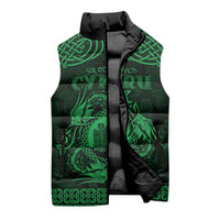 Personalized Denbighshire Sir Ddinbych Sleeveless Puffer Jacket Green Gatehouse Denbigh Castle Celtic-inspired - Wonder Print Shop