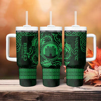Personalized Denbighshire Sir Ddinbych Tumbler With Handle Green Gatehouse Denbigh Castle Celtic-inspired - Wonder Print Shop