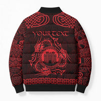 Personalized Denbighshire Sir Ddinbych Bomber Puffer Jacket Red Gatehouse Denbigh Castle Celtic-inspired - Wonder Print Shop