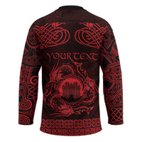 Personalized Denbighshire Sir Ddinbych Hockey Jersey Red Gatehouse Denbigh Castle Celtic-inspired - Wonder Print Shop