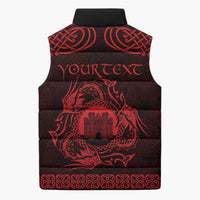 Personalized Denbighshire Sir Ddinbych Sleeveless Puffer Jacket Red Gatehouse Denbigh Castle Celtic-inspired - Wonder Print Shop