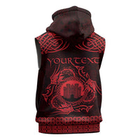 Personalized Denbighshire Sir Ddinbych Sleeveless Zip Hoodie Red Gatehouse Denbigh Castle Celtic-inspired - Wonder Print Shop