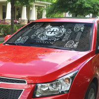 Personalized Flintshire Sir y Fflint Auto Sun Shade Black Four Choughs Celtic-inspired - Wonder Print Shop