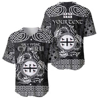 Personalized Flintshire Sir y Fflint Baseball Jersey Black Four Choughs Celtic-inspired - Wonder Print Shop