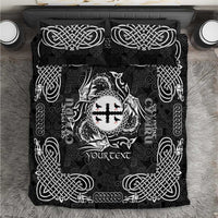 Personalized Flintshire Sir y Fflint Bedding Set Black Four Choughs Celtic-inspired - Wonder Print Shop
