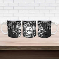 Personalized Flintshire Sir y Fflint Ceramic Mug Black Four Choughs Celtic-inspired - Wonder Print Shop