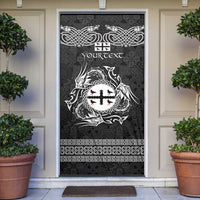 Personalized Flintshire Sir y Fflint Door Cover Black Four Choughs Celtic-inspired - Wonder Print Shop