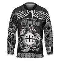 Personalized Flintshire Sir y Fflint Hockey Jersey Black Four Choughs Celtic-inspired - Wonder Print Shop
