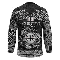 Personalized Flintshire Sir y Fflint Hockey Jersey Black Four Choughs Celtic-inspired - Wonder Print Shop