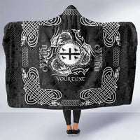 Personalized Flintshire Sir y Fflint Hooded Blanket Black Four Choughs Celtic-inspired - Wonder Print Shop