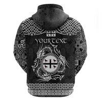 Personalized Flintshire Sir y Fflint Hoodie Black Four Choughs Celtic-inspired - Wonder Print Shop