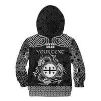Personalized Flintshire Sir y Fflint Kid Hoodie Black Four Choughs Celtic-inspired - Wonder Print Shop