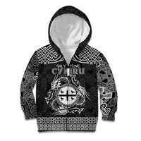 Personalized Flintshire Sir y Fflint Kid Hoodie Black Four Choughs Celtic-inspired - Wonder Print Shop