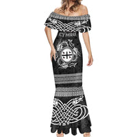 Personalized Flintshire Sir y Fflint Mermaid Dress Black Four Choughs Celtic-inspired - Wonder Print Shop