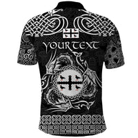Personalized Flintshire Sir y Fflint Polo Shirt Black Four Choughs Celtic-inspired - Wonder Print Shop
