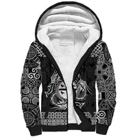 Personalized Flintshire Sir y Fflint Sherpa Hoodie Black Four Choughs Celtic-inspired - Wonder Print Shop