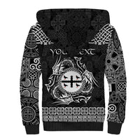 Personalized Flintshire Sir y Fflint Sherpa Hoodie Black Four Choughs Celtic-inspired - Wonder Print Shop
