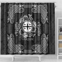 Personalized Flintshire Sir y Fflint Shower Curtain Black Four Choughs Celtic-inspired - Wonder Print Shop
