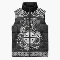 Personalized Flintshire Sir y Fflint Sleeveless Puffer Jacket Black Four Choughs Celtic-inspired - Wonder Print Shop