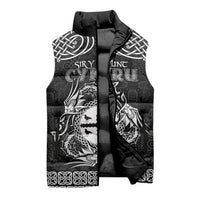 Personalized Flintshire Sir y Fflint Sleeveless Puffer Jacket Black Four Choughs Celtic-inspired - Wonder Print Shop