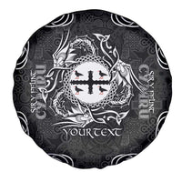 Personalized Flintshire Sir y Fflint Spare Tire Cover Black Four Choughs Celtic-inspired - Wonder Print Shop