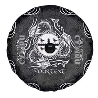 Personalized Flintshire Sir y Fflint Spare Tire Cover Black Four Choughs Celtic-inspired - Wonder Print Shop