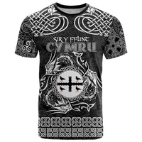 Personalized Flintshire Sir y Fflint T Shirt Black Four Choughs Celtic-inspired - Wonder Print Shop