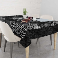 Personalized Flintshire Sir y Fflint Tablecloth Black Four Choughs Celtic-inspired - Wonder Print Shop